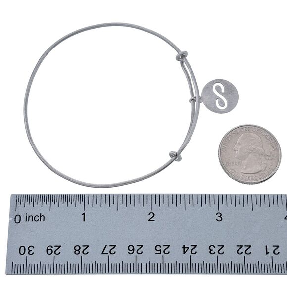 Vintage Sterling Silver 925 Infinity Symbol Charm Bangle Bracelet 8" Adjustable - Picture 5 of 6